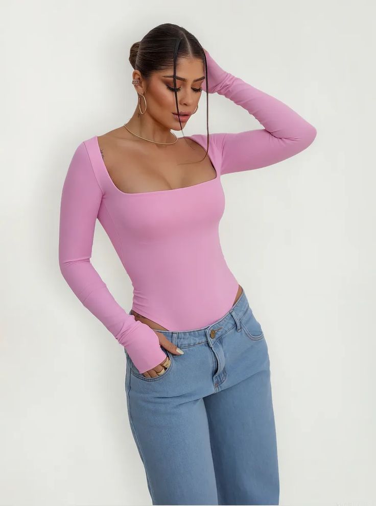 Body cuello cuadrado manga larga