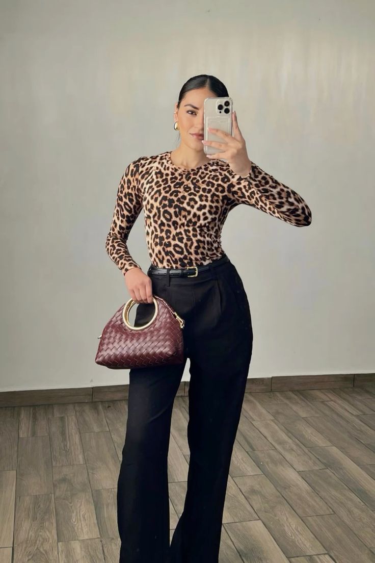 Body animal Print cuello redondo manga larga 