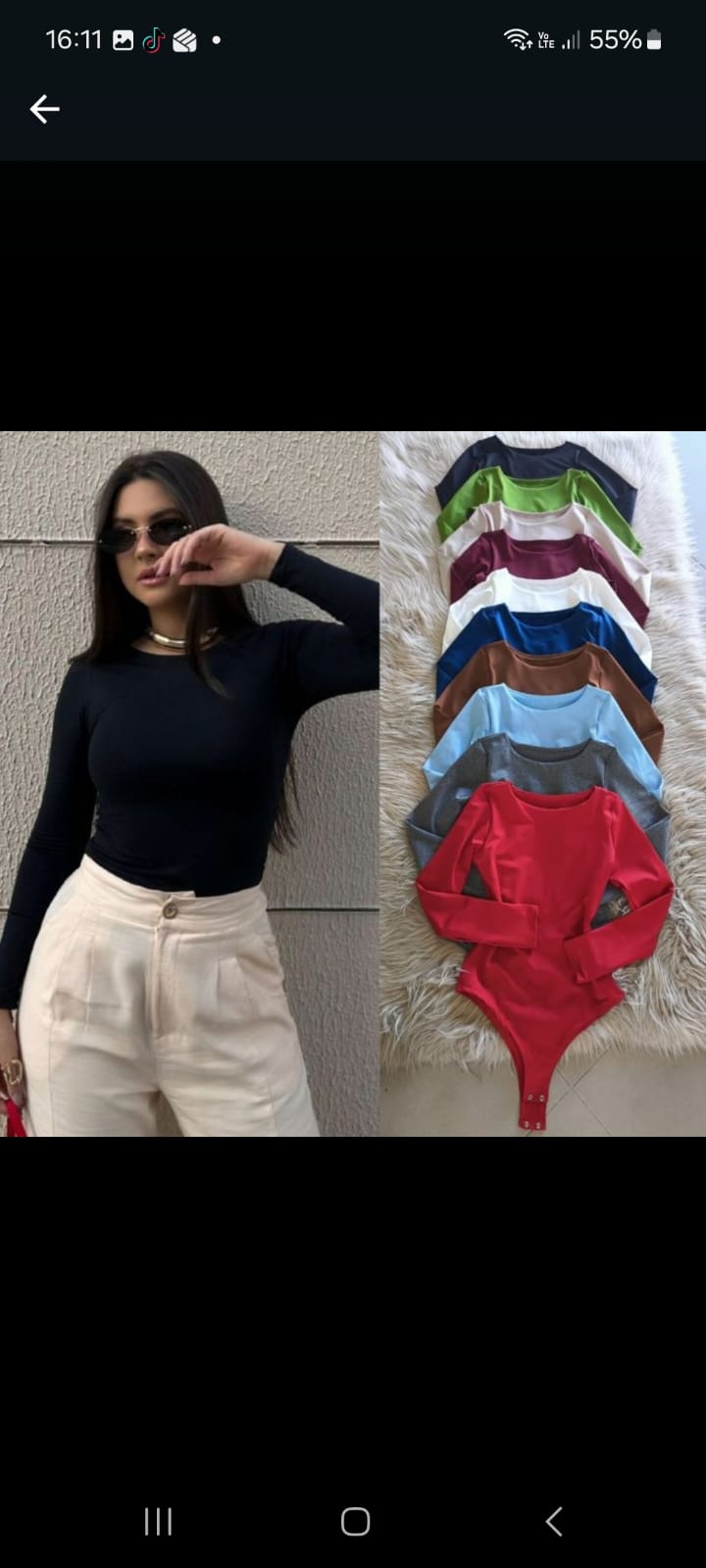 Body cuello redondo manga larga 